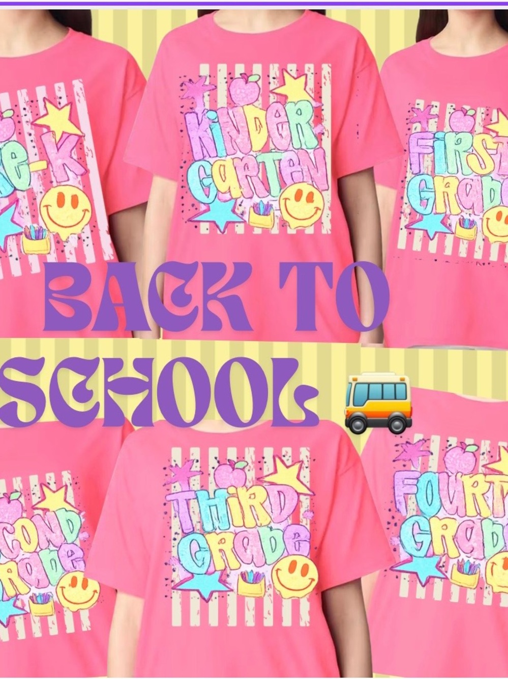Gildan Hot Pink Kids Back-to-School Grade Graphic Tee